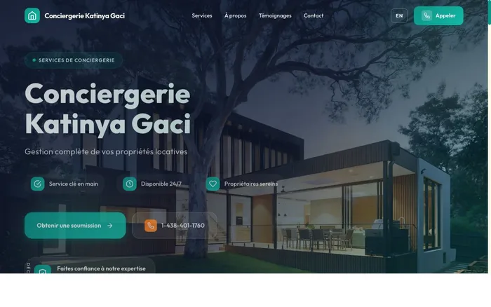 Screenshot du site Conciergerie Katinya Gaci - réalisé par Mimosa Agence Web