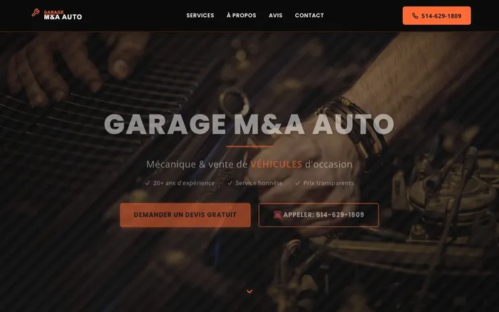 Screenshot du site Garage M&A Auto - réalisé par Mimosa Agence Web